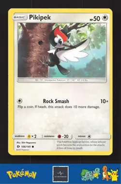 2017 Pokemon SM Sun & Moon Base Set 106/149 Pikipek - Image 1