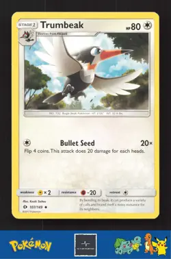 2017 Pokemon SM Sun & Moon Base Set 107/149 Trumbeak - Image 1