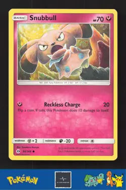 2017 Pokemon SM Sun & Moon Base Set 90/149 Snubbull - Image 1