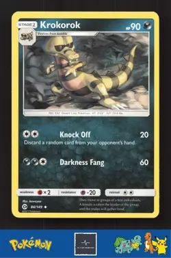 2017 Pokemon SM Sun & Moon Base Set 84/149 Krokorok - Image 1