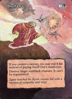 Snuff Out - MTG altered art - Mercadian Masques - hand painted - Image 1