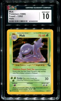 CGC 10 Muk Holo Rare Fossil 1999 Pokemon Card #13 - Image 1