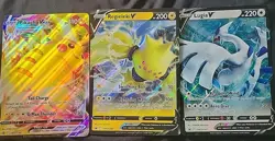 Pokemon Jumbo Card Lot Pikachu VMAX SWSH286,Regueleki V SWSH280,Lugia V SWSH301 - Image 1