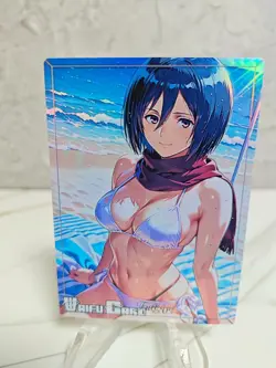 Mikasa Ackerman Trading Card Waifu Goddess Story Anime Girl holo Karte Manga - Image 1