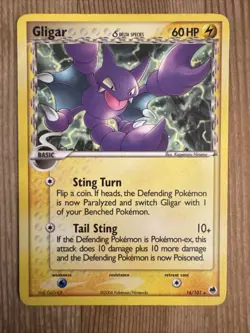Gligar 16/101 Delta Species - 2006 EX Dragon Frontiers RARE Pokemon Card - DMG - Image 1