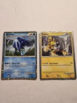 Shiny Suicune HGSS21 & Shiny Raikou HGSS19 Holo Rare Black Star Promo 2 CARD SET - Image 1