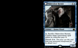 MALEVOLENT HERMIT / BENEVOLENT GEIST 061/277 NON-FOIL MIDNIGHT HUNT MTG - Image 1