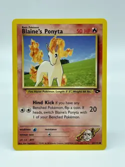 Blaines Ponyta 64/132 Gym Challenge Non Holo Vintage 2000 WOTC Pokemon Card NM - Image 1
