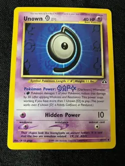 Unown D Hidden Power 40 HP Pokemon Neo Discovery TCG Card 47/75 - Image 2