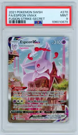 Espeon Vmax PSA 9 Fusion Strike Alt Art Pokemon Card 270/264 Full Art 2021 FA - Image 1