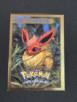 Flareon Pokemon Card Hasbro #136 7 Out Of 8 Magazine Realistic Cut Out Rare - Image 1
