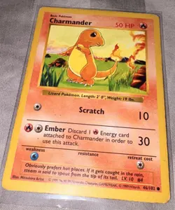 Pokemon Charmander 46/102. 1999 WOTC Base Shadowless Vintage Original Card LP - Image 2