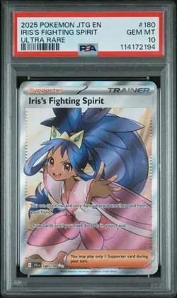 2025 POKEMON JTG EN JOURNEY TOGETHER #180 IRIS'S FIGHTING SPIRIT PSA 10 - Image 1