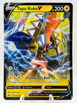 Pokemon Tapu Koko V 072/202 Base Set Sword & Shield ULTRA RARE - Image 2