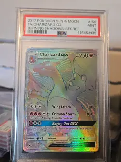 2017 Pokemon Sun & Moon FA Charizard GX Burning Shadows Secret 150/147 PSA 9 150 - Image 1