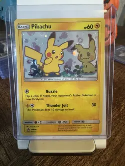 2019 Pokemon Sun & Moon Black Star Promos Holo Pikachu Mimikyu #SM162 - Image 1