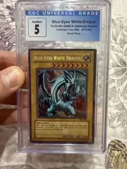 2003 YUGIOH BPT-009 BLUE-EYES WHITE DRAGON SECRET RARE CGC 6.5 Ex/Nm+ - Image 1