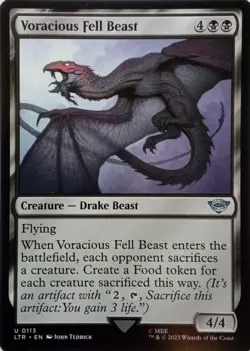 0113 VORACIOUS FELL BEAST UNCOMMON THE LORD OF THE RINGS MTG CARD - Image 1
