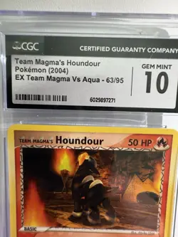 CGC Gem Mint 10 - 2004 EX Team Aqua vs Team Magma's Houndour 63/95 Pokemon Card - Image 7