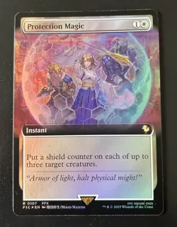 MTG Final Fantasy Protection Magic Borderless Foil Commander Magic NM - Image 1