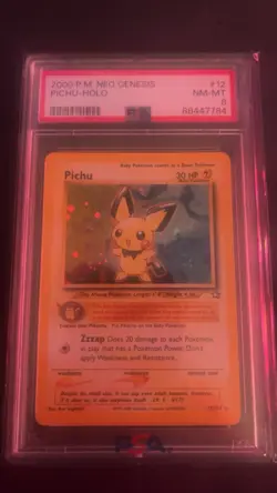 Pokemon 2000 Pichu 12/111 Neo Genesis Holo Rare PSA 8 - Image 1
