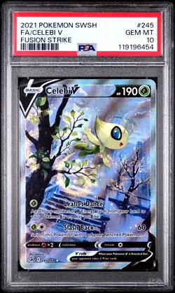 2021 POKEMON SWORD & SHIELD FUSION STRIKE #245 FULL ART/CELEBI V PSA 10 - Image 1