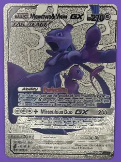 Mewtwo & Mew GX Premium Gold Foil Fan Art Vinyl Collector Pokemon 71/236 - Image 1