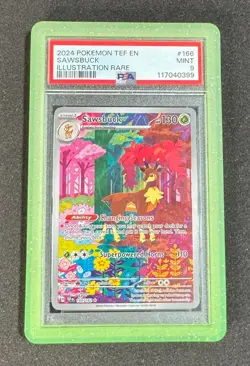 2024 PSA 9 Pokemon Temporal Forces Sawsbuck Illustration Rare 166/162 card Mint - Image 1