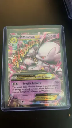 Pokemon M Mega Mewtwo EX Ultra Rare Holo TCG Card 64/162 XY Breakthrough - Image 1