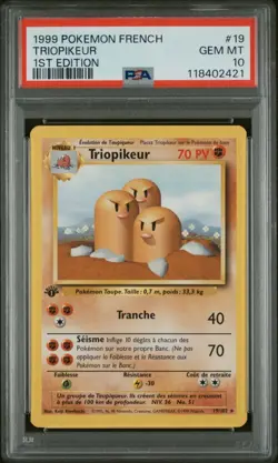 🇫🇷 TRIOPIKEUR EDITION 1 PSA 10 - SET DE BASE WIZARDS 19/102 Carte Pokemon 🇫🇷 - Image 2