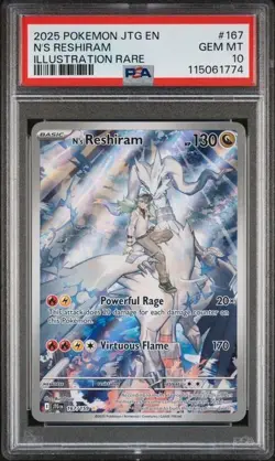 2025 N'S RESHIRAM #167 POKEMON JOURNEY TOGETHER ILLUSTRATION RARE PSA 10 GEM MIN - Image 1