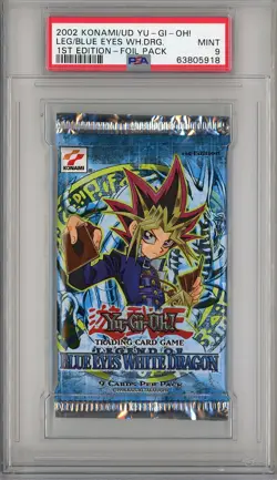 PSA 9 1st Edition Blue Eyes White Dragon Booster Pack YuGiOh - Image 1