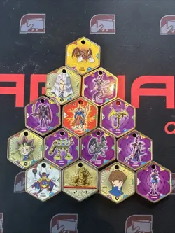 YuGiOh Takahashi Metal Medallions Hexors Coins tags Lot of 14 Yu-gi-oh Tokens - Image 1
