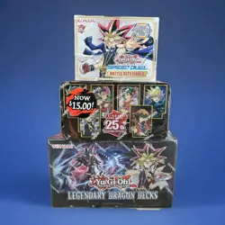 (3) Speed Duel Battle City Finals 25th Anniversary Tin & Legendary Dragon Decks - Image 1
