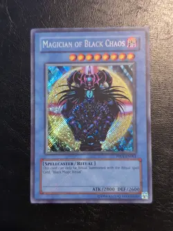 Yu-Gi-Oh SECRET RARE MAGICIAN OF BLACK CHAOS + BLACK ILLUSION RITUAL PP01 LP - Image 2