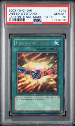 2003 Yu-Gi-Oh! 1st Edition United We Stand Labyrinth Nightmare LON-049 PSA 10 - Image 1