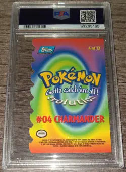 POP 10 TOPPS POKEMON CARD CHARMANDER 4 OF 12 MOVIE DIE-CUT BLUE LOGO PSA 10 - Image 2
