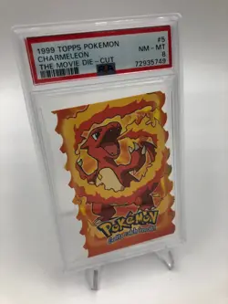 1999 Topps POKEMON THE MOVIE Trading Card CHARMELEON #5 / 12 DIE-CUT grade PSA 8 - Image 3