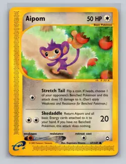 Aipom 67/147 Common Aquapolis Pokemon Card Non Holo - LP - Image 1