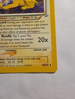LIGHT JOLTEON 48/105 - Neo Destiny - 1995-2000 - VINTAGE WotC Pokemon CARD - MP - Image 3