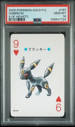 Umbreon 9 Of Hearts #197C - 2000 Pokemon Gold (Ho-oh) Playing Card - PSA 10 - Image 1