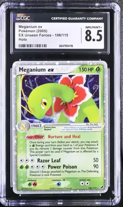 CGC 8.5 Meganium ex 2005 EX Unseen Forces 106/115 Holo Pokemon Card psa - Image 1