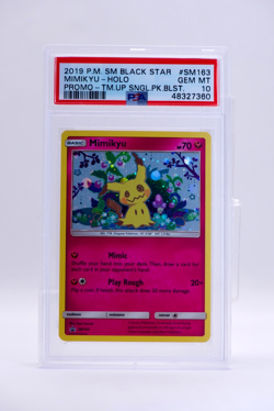 Pokemon Black Star SM163 Team up Mimikyu Morelull Blister Promo PSA 10 - Image 1