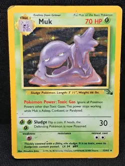 1999 Pokemon WOTC - Muk 13/62 Fossil UNLIMITED Holofoil Rare - Image 1