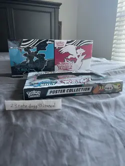 Pokemon Scarlet & Violet Black Bolt and White Flare ETB’s and Poster Collection - Image 1