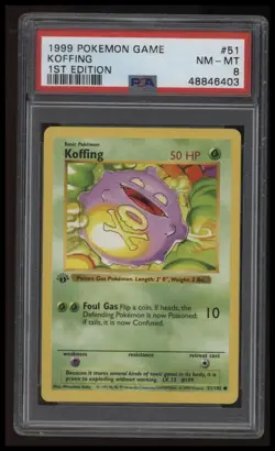 1999 Pokemon Game Koffing 1st Edition PSA 8 - Image 1