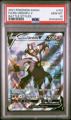 2021 Pokemon SWSH Battle Styles Rapid Strike Urshifu V Full Art #153/163 PSA 10 - Image 1