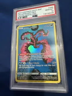 GALARIAN MOLTRES SWSH284 CROWN ZENITH TINS 2023 POKEMON SWORD PSA 10 GEM MINT - Image 1