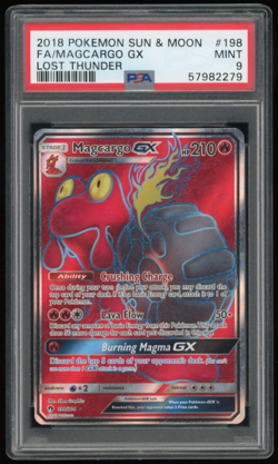 2018 POKEMON SUN & MOON LOST THUNDER 198/214 MAGCARGO GX PSA 9 **LOW POP 36** - Image 1