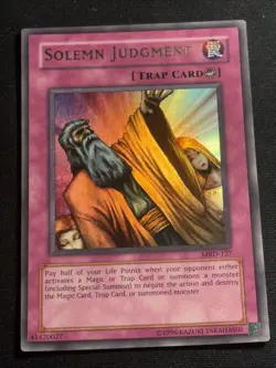 Solemn Judgment Yu-Gi-Oh Card MRD-127 Unlimited Ultra Rare Moderately Played MP - Image 1
